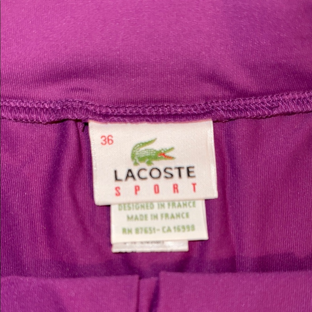Excellent Lacoste Sport Women's pleated tennis golf fuschia purple skirt size 36 - Picture 4 of 7